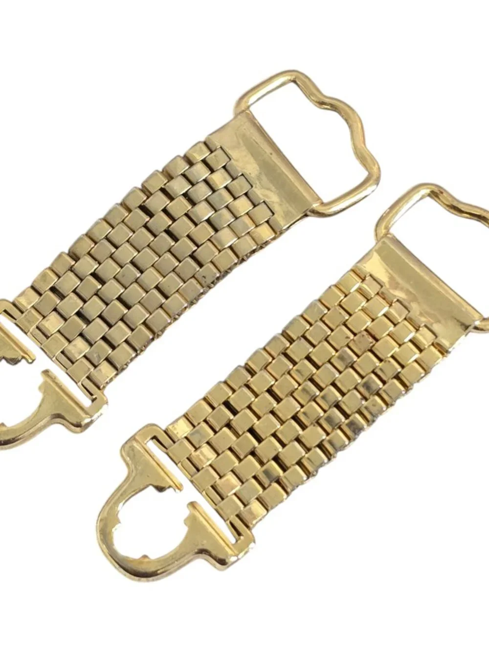 Vintage Foster Gold Tone Oval Cufflinks Tigers Eye Stone w/ Wrap Around Straps